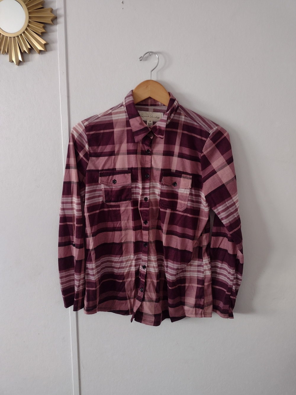 French Laundry Purple Plaid Womens Shirt Medium
